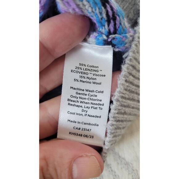 Talbots Petite Fair Isle Cardigan Sweater – Gray Multi Pastel – Size SP - Picture 3 of 7